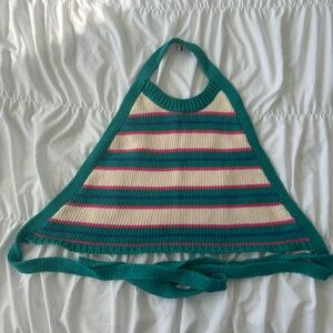 Zara Teal Knit Halter Top